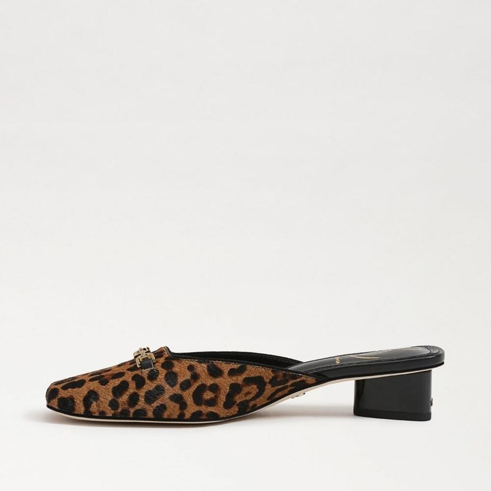 150$ Sam Edelman Leopard Ollie Calf Hair Mules Clogs Size 8 US / 39 EU Brown - Picture 6 of 8
